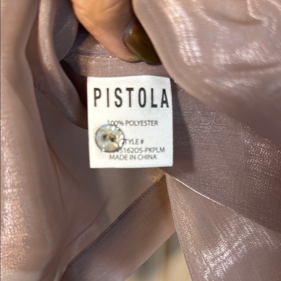 NWT Pistola Shimmering Organza Pink/Plum Button Front Blouse Semi-Sheer - Picture 5 of 15